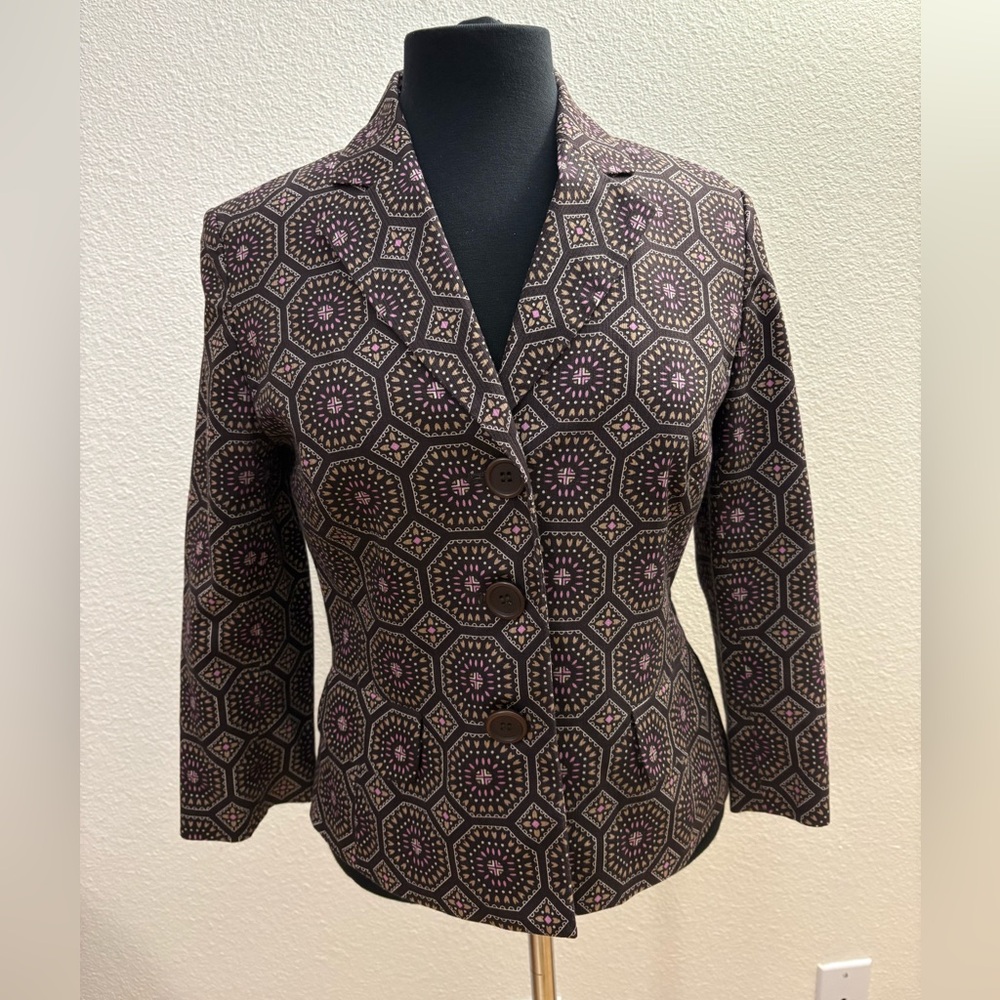 Loft Hexagonal Patterned Blazer In Black And Pink - image 1